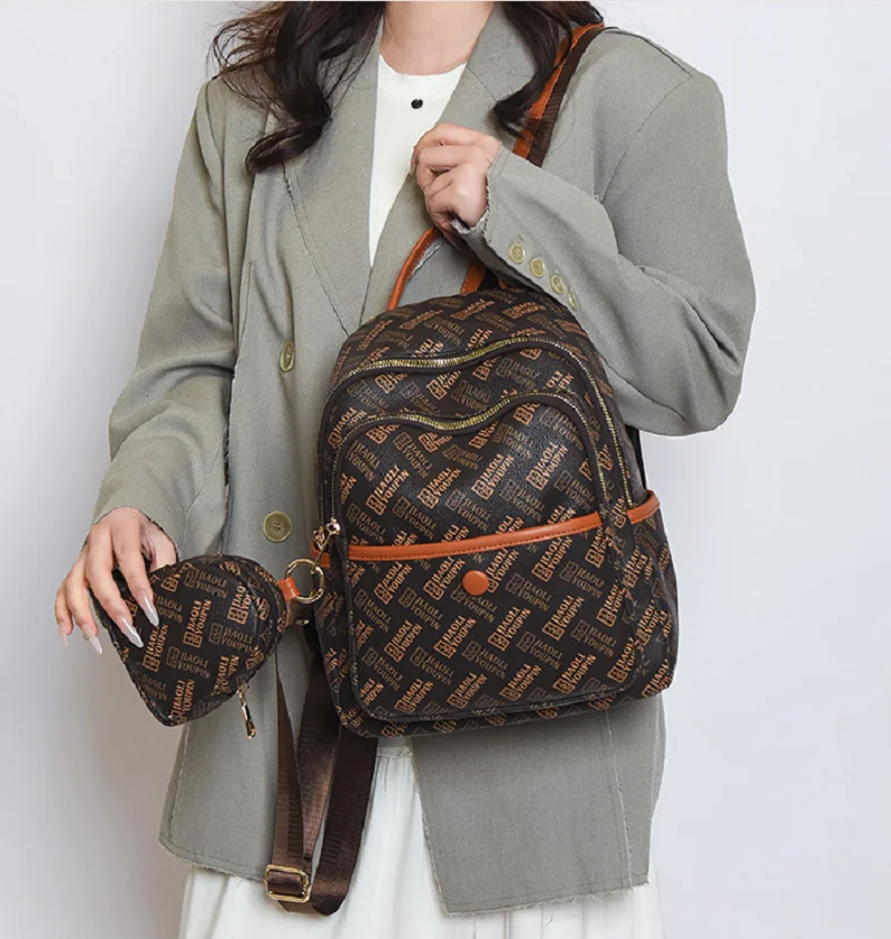 New Luxury Fashion Vintage High Quality Soft Leather Backpacks Women's Large Capacity Shoulder Bags Totes School Bag Bagpack