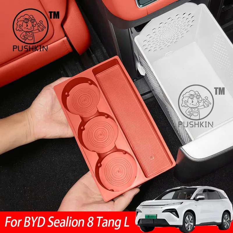 

For BYD Sealion 8 Tang L 2025 2026 Car Silicone Refrigerator Storage Box Restyling Tray Interior Storage Decoration Accessories