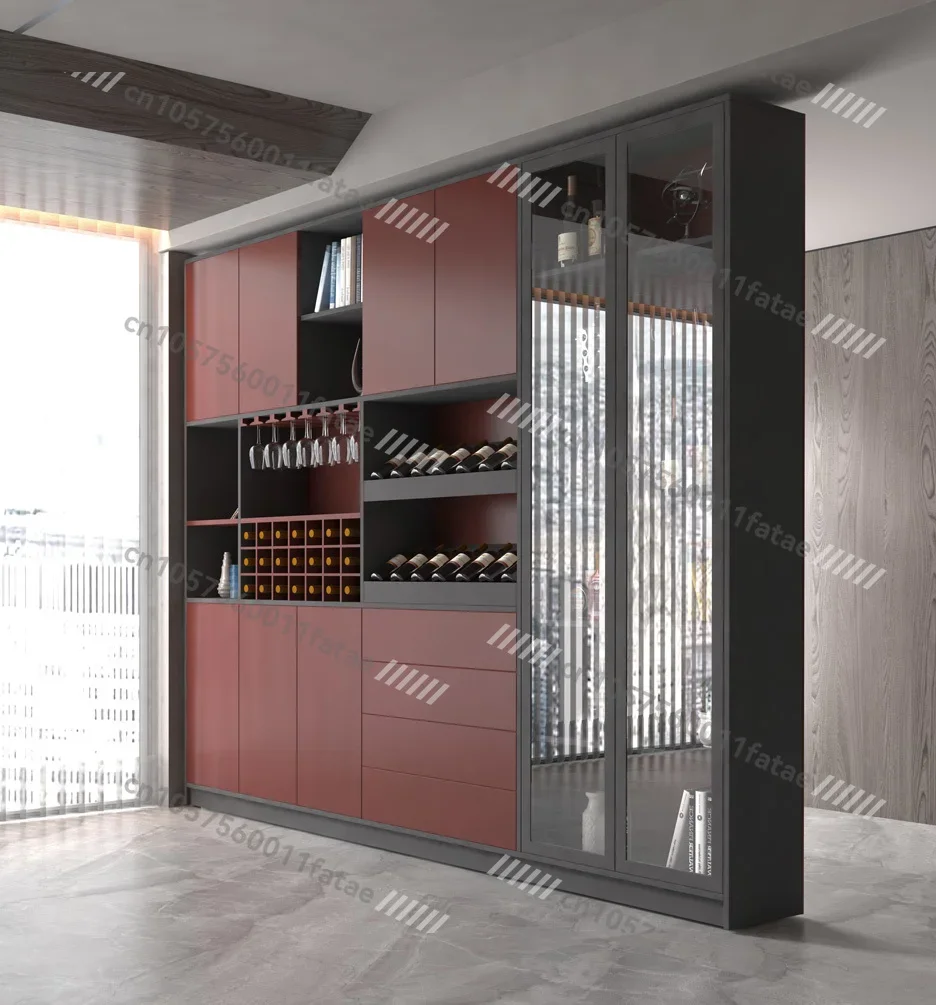Display Cabinet Baijiu Wine Rack Commercial Winery Aluminum Frame Glass Door Wine Luxury Bar Cabinet with Light