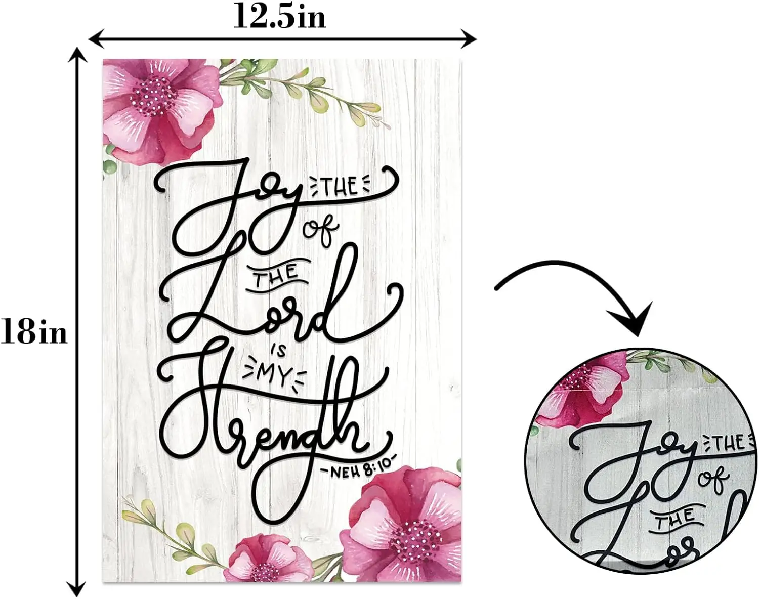 Joy of the Lord is my Strength Garden Flag، تصميم طباعة الكتاب المقدس لعيد الميلاد، ديكور خارجي لساحة المزرعة للمنازل XKK #2