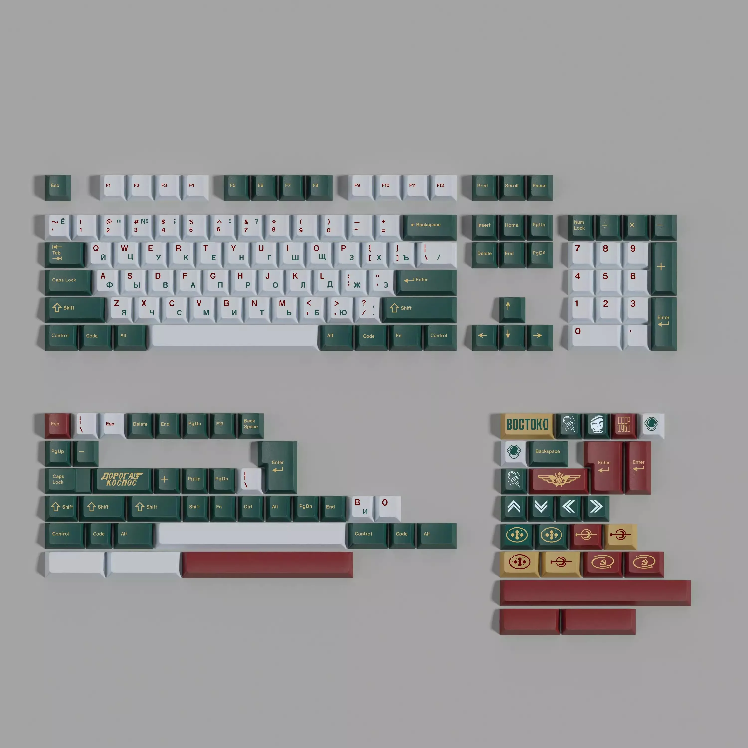 1 Set Восто́к-1 Vostok 1 Orient 1 Theme Keycaps PBT Dyes Subbed Russian Key Caps Cherry Profile Cyrillic Keycap For MX Switches