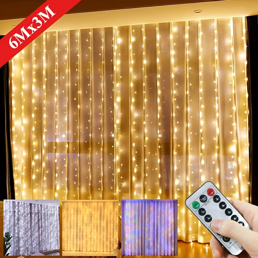 Fairy LED Curtain String Lights USB Remote Control 8 Modes Fairy Garland Lamp for Bedroom Holiday Wedding Birthday Decor Gifts