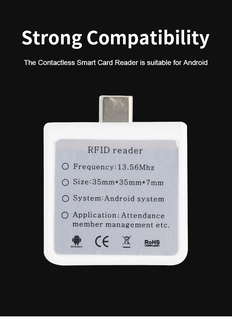 13.56mhz ISO14443A HF Tiny Size RFID OTG Android Phone USB Type-c Interface Portable Handheld IC Card Reader