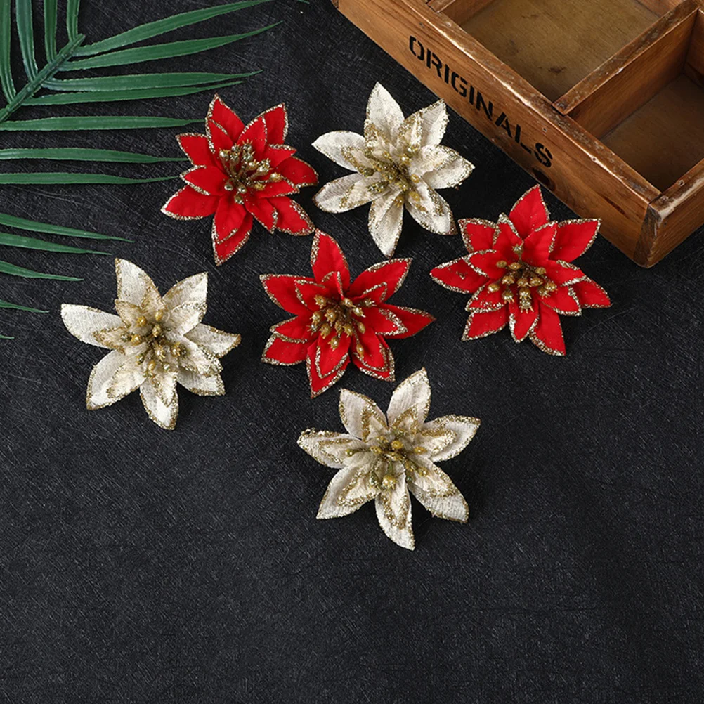 

24 Pcs Christmas Centerpieces Ornaments Decorations Decorative Artificial Flowers