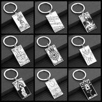 Hip Hop Punk Keychain Tarot Ancient Greek Mythology Stainless Steel Pendant Keychain For Men Women Key Chains Keyring Decor Gift