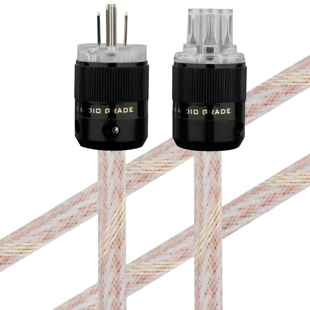 HiFi 12TC US AC Power Cord OCC Copper Silver-Plated Audiophile Ultra-Pure Power Cable EUR/IEC Connectors for Amplifier