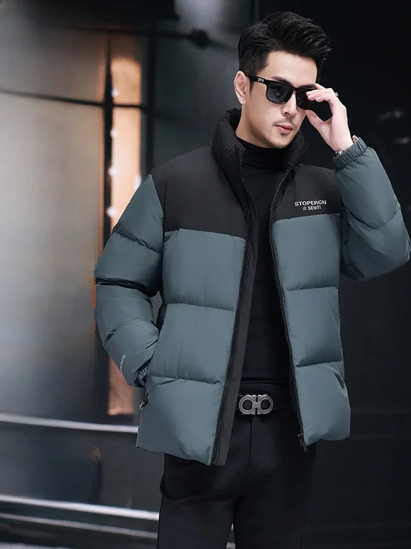 

Thiened ort down Jaet Men's Winter New Sle Busin Casual Warm White Du down Coat Zipper Decoration Double Layer Glue