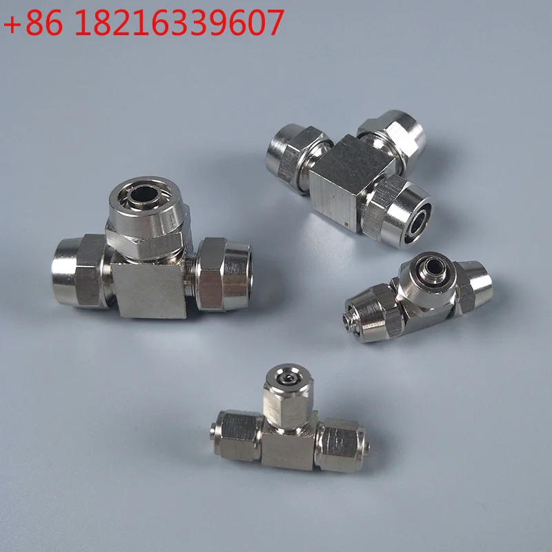 YAO 1PCS Pneumatic Nickel Plated Brass Tee Shape Quick Coupler PE-4mm 6mm 8mm 10mm 12mm 3 Way Twist Fittings Connector for PU Tu