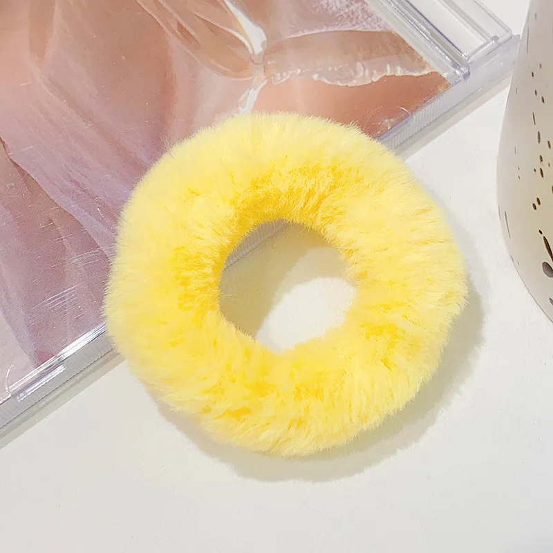Neues buntes, flauschiges Haarband für Damen und Mädchen, Pferdeschwanzhalter, Haargummi, Plüsch-Scrunchie, Gummiband, modische Haaraccessoires