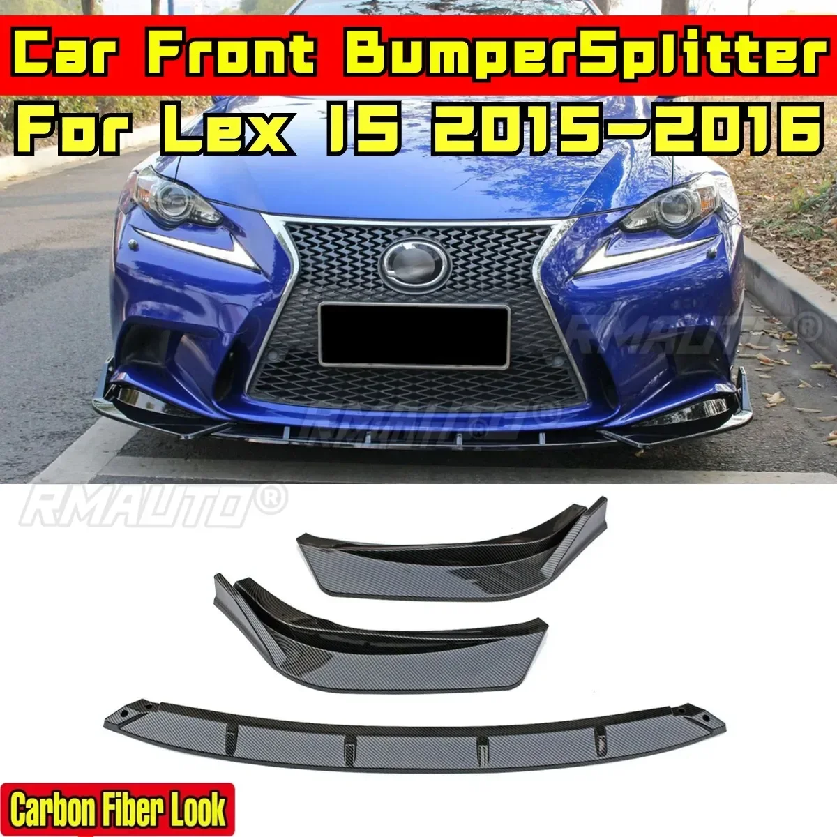 

IS Car Front Bumper Lip Carbon Fiber Look Front Bumper Splitter Diffuser Spoiler Body Kit for Lexus IS 2015-2016 Car Accessories