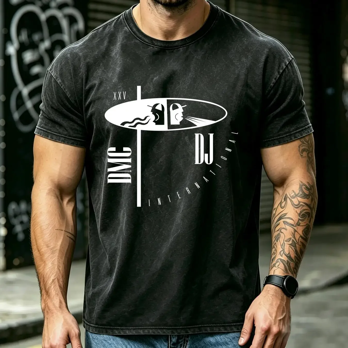 washed T Shirt DMC International DJ Competition Holiday  vintage Washed Breathable Unisex fashion Versatile