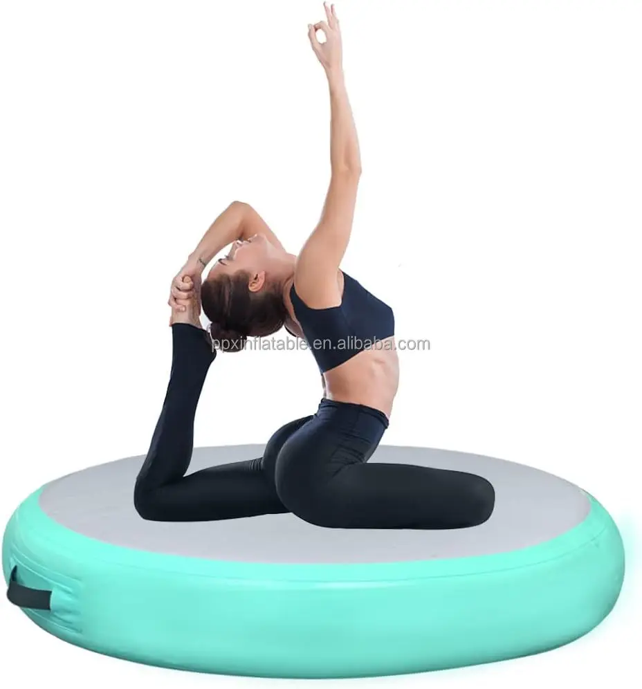 DWF Inflatable Air Spot Gymnastic Circle Tumbling Round Mat Inflatable Air Track Air Spot Round Yoga Mat for Gym