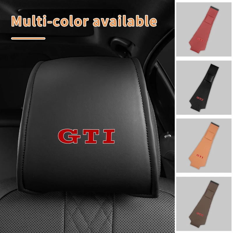 

2026 Hot VOLKSWAGEN 2PCS Leather Car Seat Headrest Protective Cover Accessories For Volkswagen VW Golf 6 7 GTI Tiguan Passat B6