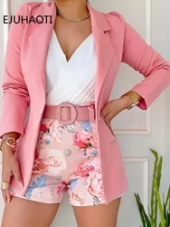 Conjunto de dos piezas para mujer, traje con estampado informal, Blazer y pantalones cortos, primavera y verano, 2024