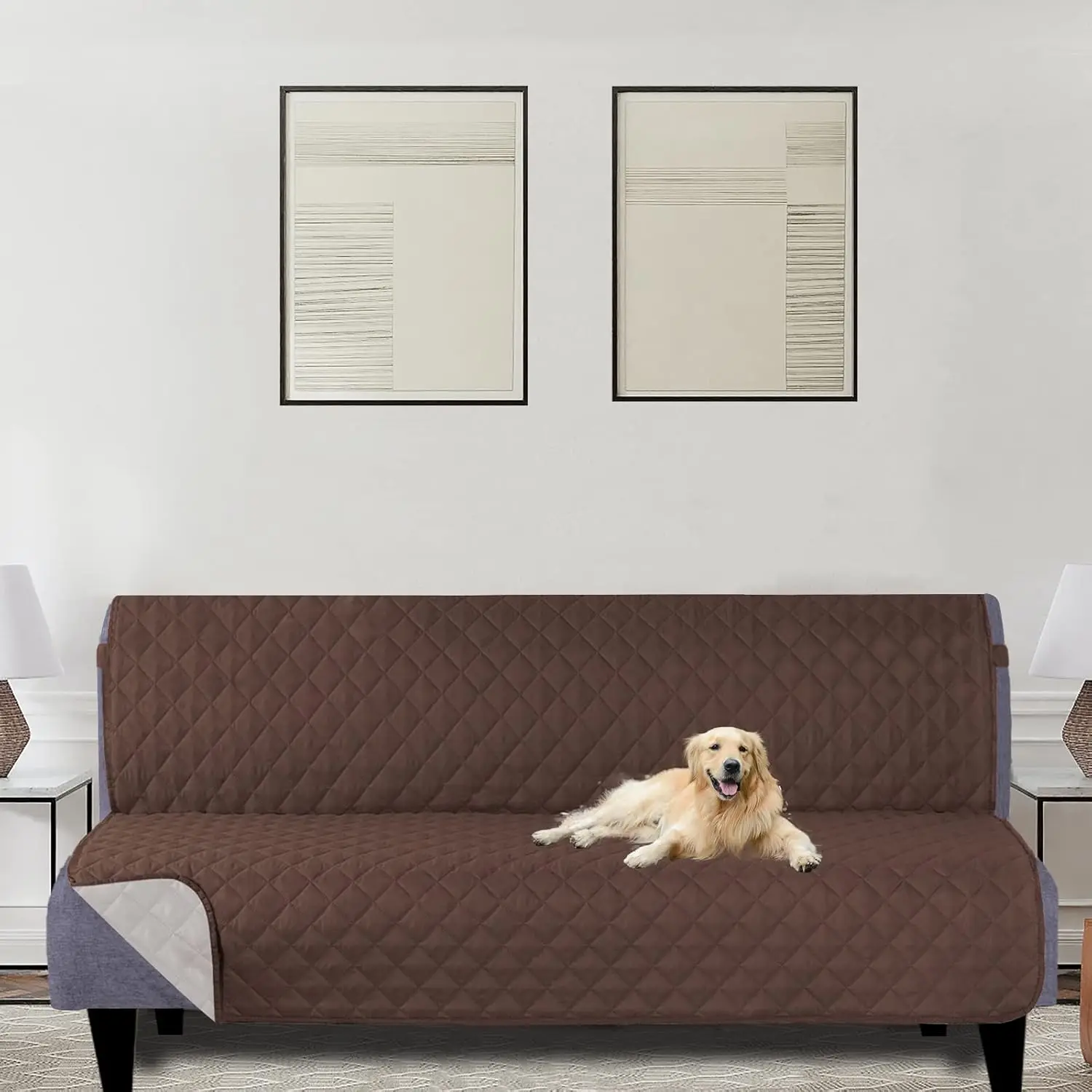 

Futon Sofa Covers Reversible Sofa Slipcover Arml Furniture Protector Couch Cover Water Resistant (Futon, Coffee/Beige)