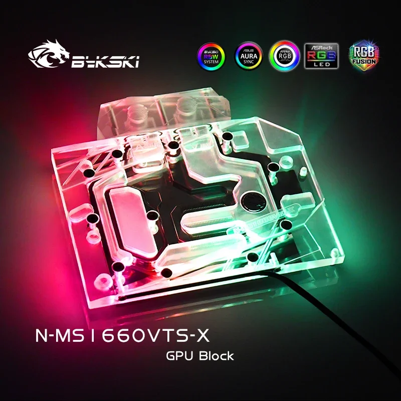 Bykski Water Block ใช้สําหรับ MSI RTX1660 VENTUS XS C 6G OCV1/ฝาครอบหม้อน้ําทองแดงบล็อก/3PIN 5V A-RGB / 4PIN 12V RGB