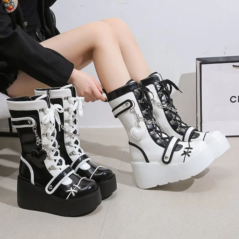 Sweet Cool Winter Lolita Boots Sponge Cake Women's Boots Thick Bottom Round Head Fashion Spicy Girl Boots High Heels Boots