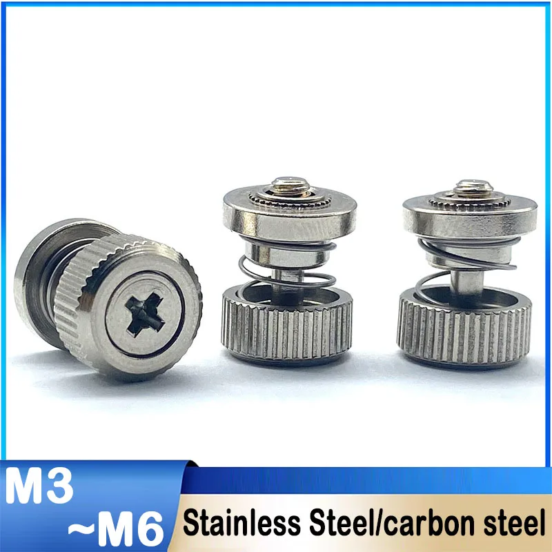 M3 M3.5 M4 M5 M6 304 Stainless Steel Panel Fastener Knurled Pressure Combination Captive Spring Screw For Cabinet Board