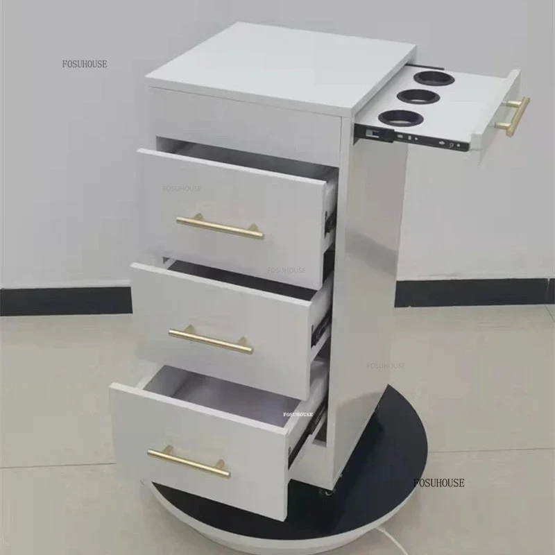 Creative Salon Trolleys with Wheel Auxiliary Cart Beauty Salon Professional Tool Cart Storage Organizer European Salon Furniture