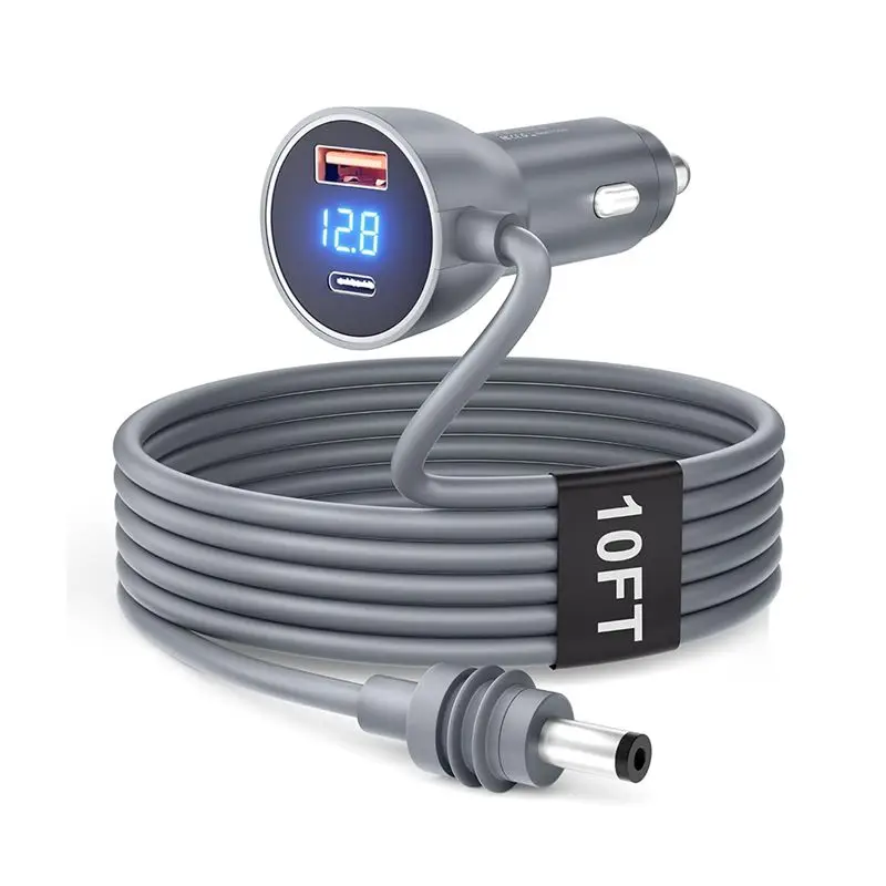 M93K-For Starlink Mini Car Power Cable With Digital Display DC 12V 24V Cigarette Lighter Power Cord For RV Cars 10FT