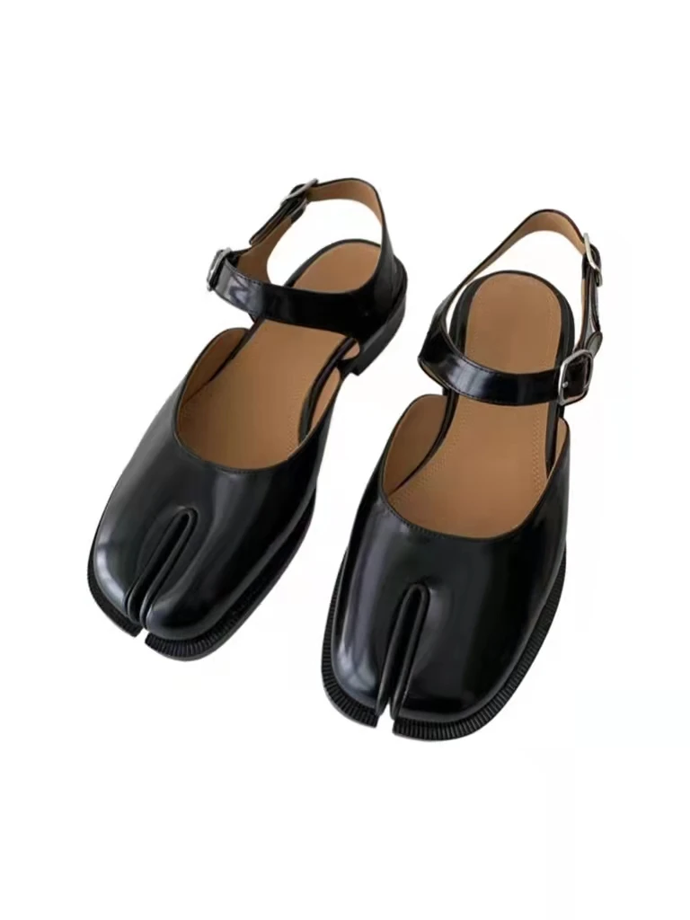 Zapatos planos de alta calidad para mujer, sandalias femeninas elegantes con punta de caballo dividida, calzado Tabi con punta de cerdo, talla 35-40