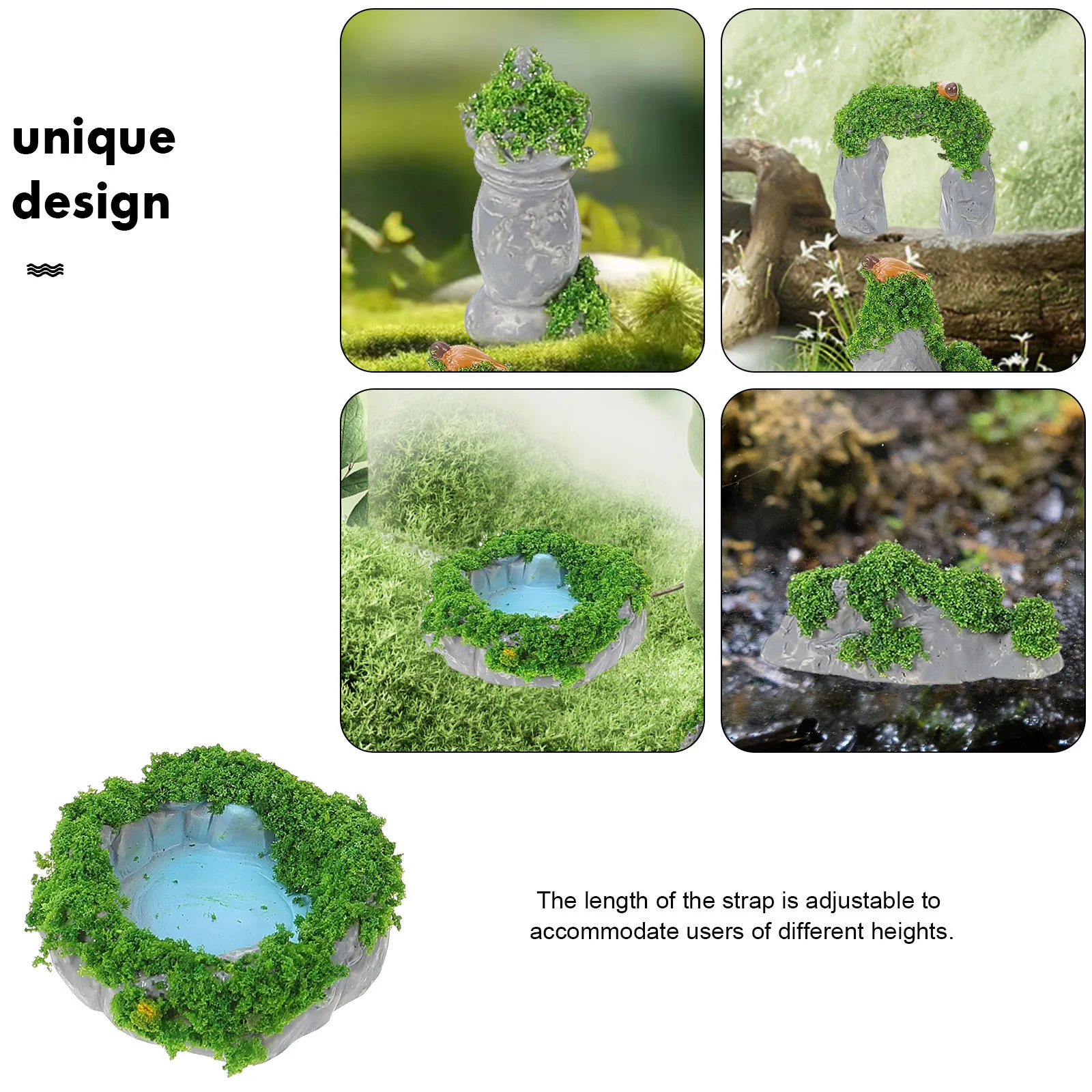 

1Set Miniature Rockery Ornament Retro Landscape Decor for Garden Pond Fairy Garden Micro Landscape Resin Craft Accessory