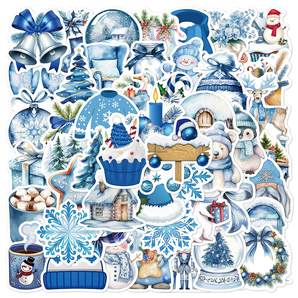 10/30/50 stücke Nette Blau Winter Weihnachten Ästhetische Aufkleber Aufkleber DIY Schreibwaren Koffer Telefon Wasserdicht Kawaii Aufkleber Kind Spielzeug