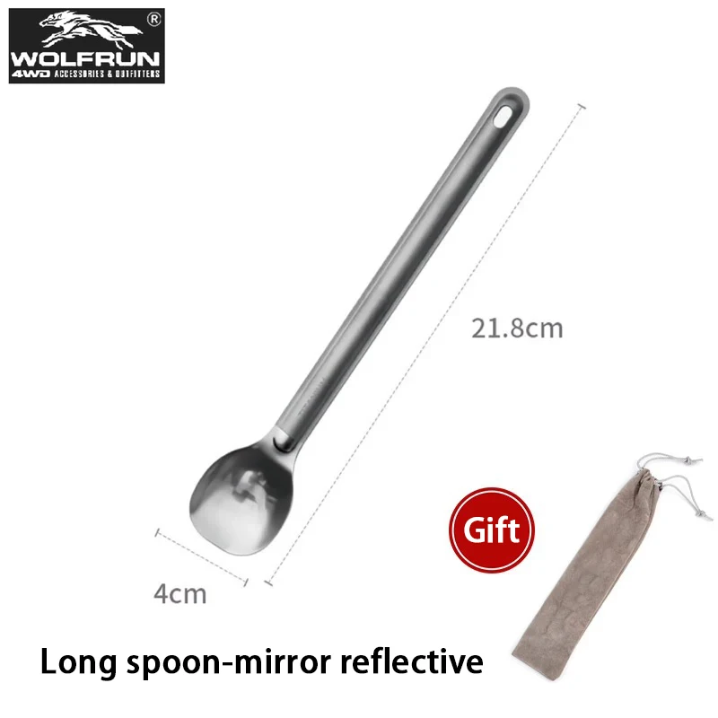 

Ультралегкая титановая ложка с длинной ручкой, вилка и ложка для приготовления пищи на открытом воздухе, портативные столовые приборы для кемпинга, походов и пешего туризма