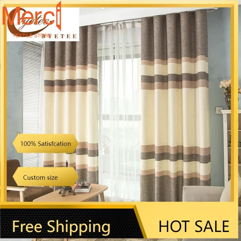 

Cotton And Linen Printing Curtain Fabrics Kitchen 70% Blackout Curtains Doors For Bedroom Living Room Custom