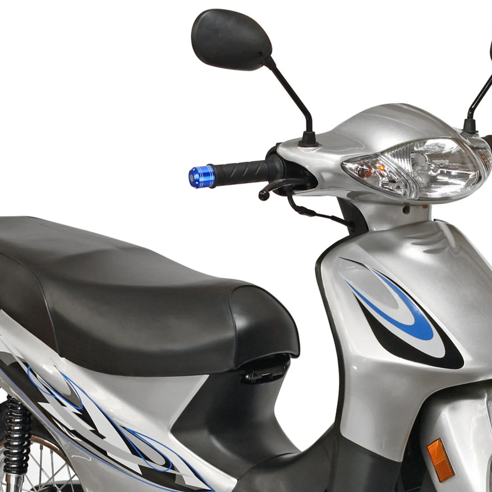 

2pcs Universal Aluminum Motorcycle Handlebar End Caps Anti-Fall Protection White Stripe Easy Installation Offroad Dirt Bike