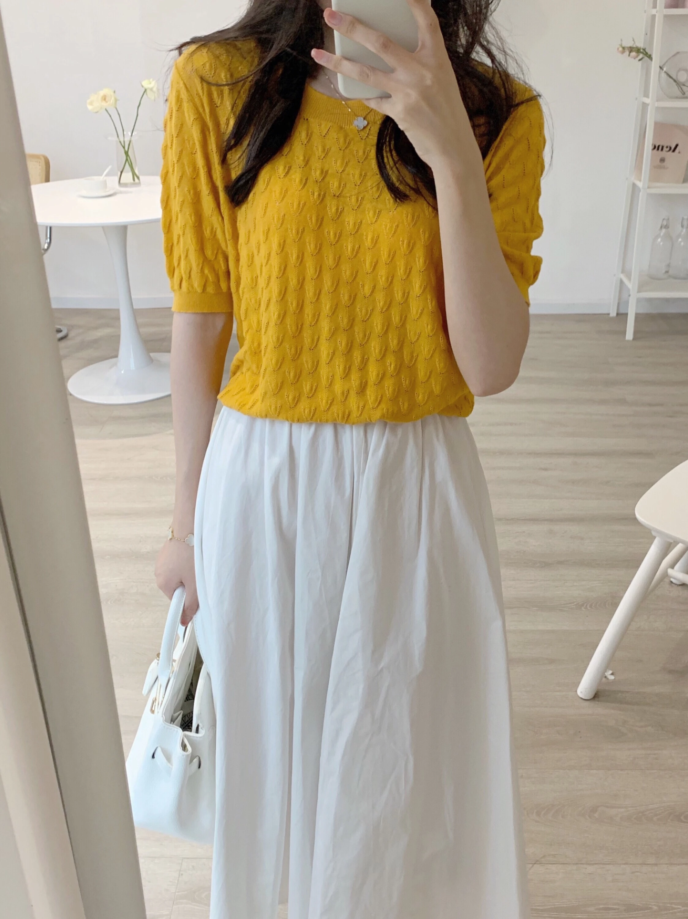 

Женский вязаный топ с коротким рукавом, летняя новинка, тонкий, свободный, с круглым вырезом, ажурный, с защитой от солнца, в корейском стиле, для повседневной носки