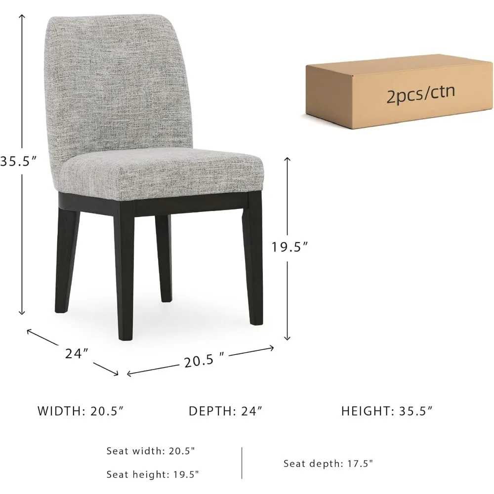 تصميم مميز من Ashley Burkhaus كرسي طعام منجد تقليدي، مجموعة من 2، بني داكن #3