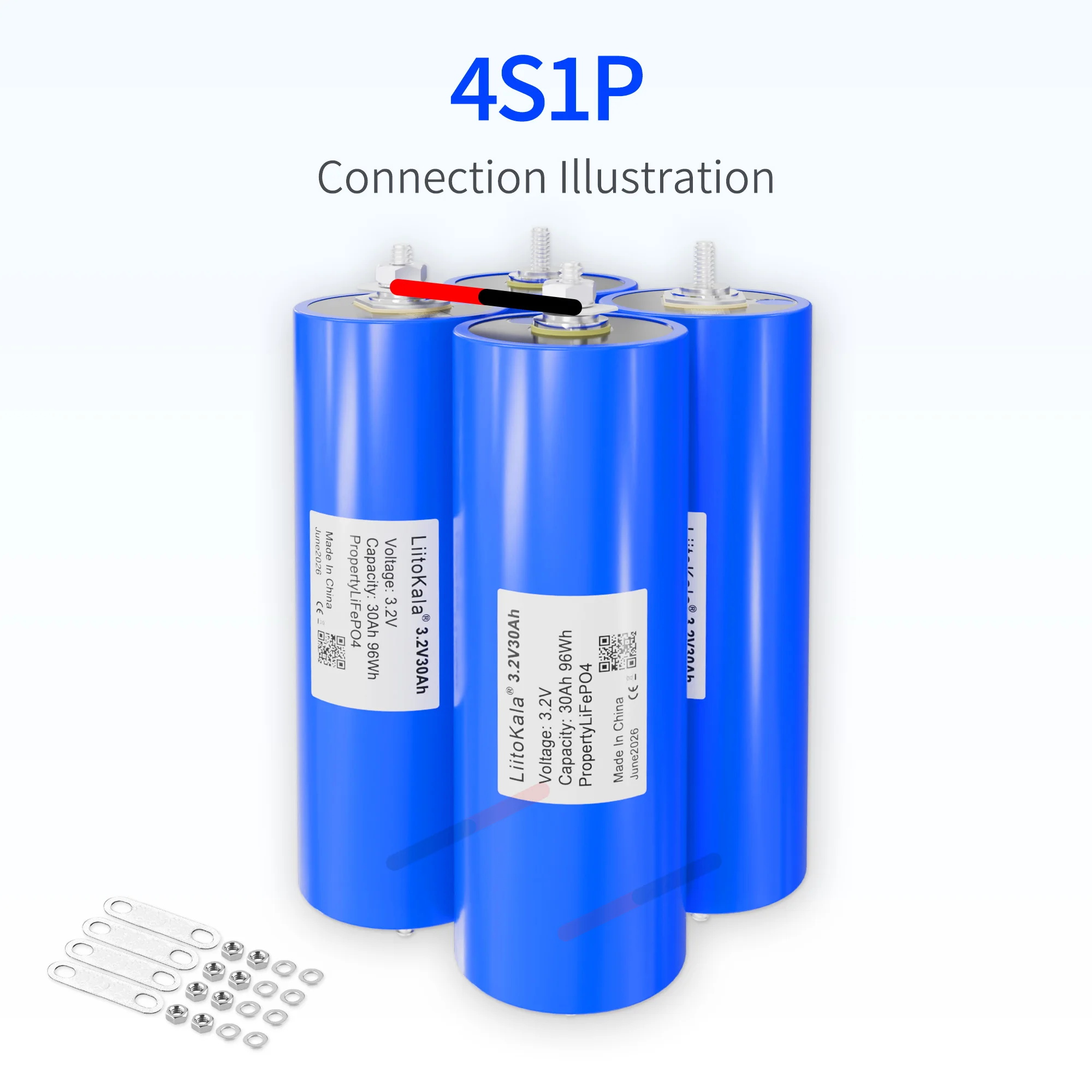 LiitoKala 46135 3.2V 30Ah LiFePO4 Battery 4000 Cycles Grade A Rechargeable Lithium Iron Phosphate Cell for Solar RV DIY 12V Batt