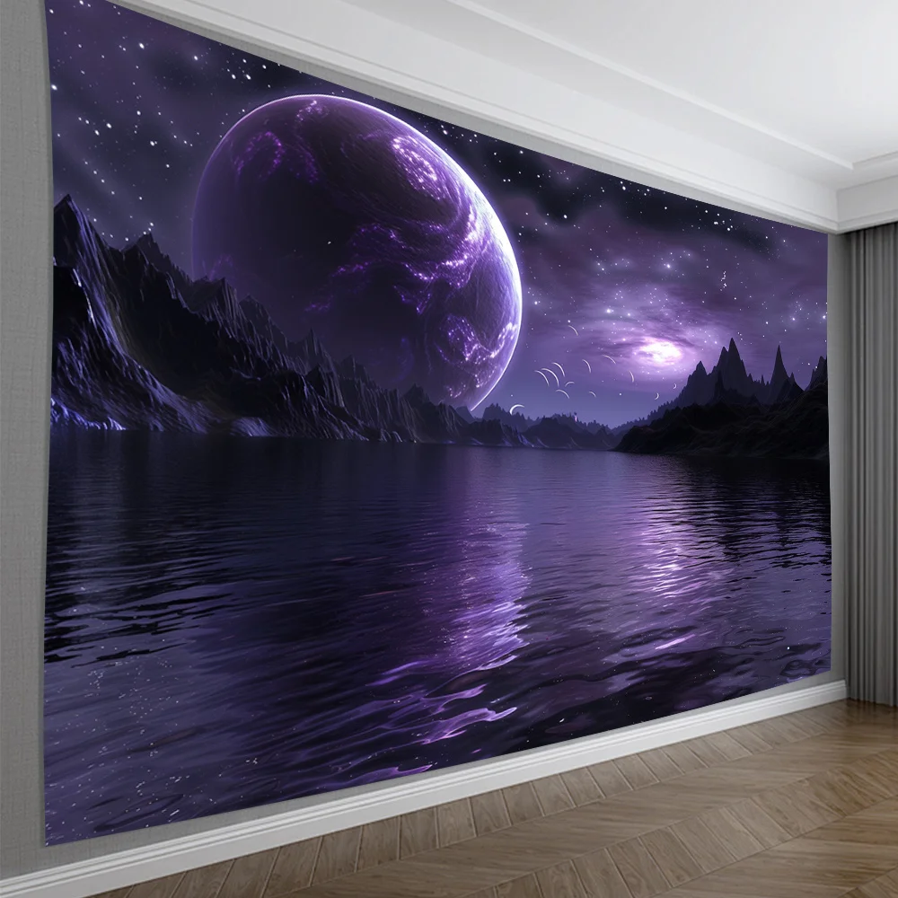 Luxurious Space Galaxy Wall Tapestry Cosmic Planet Nebula Landscape Decor Sci-Fi Universe Art Poster Hanging