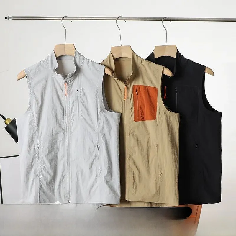 

Men's Lightweight Quick Dry Vest Commuting Full Pressure Glue Process 3D Cutting Spring Summer Fashionable Casual Wear