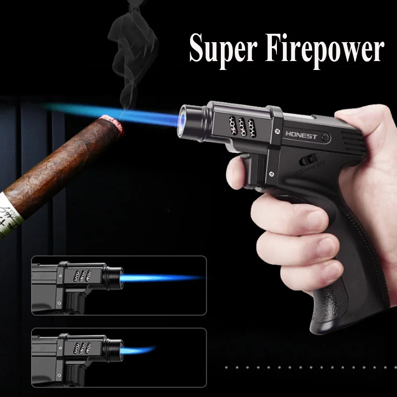 

HONEST Cigar Lighter Butane Refillable Welding Torch Lighter Jet Flame Spray Gun Lighter for Kitchen BBQ Camping Smoking