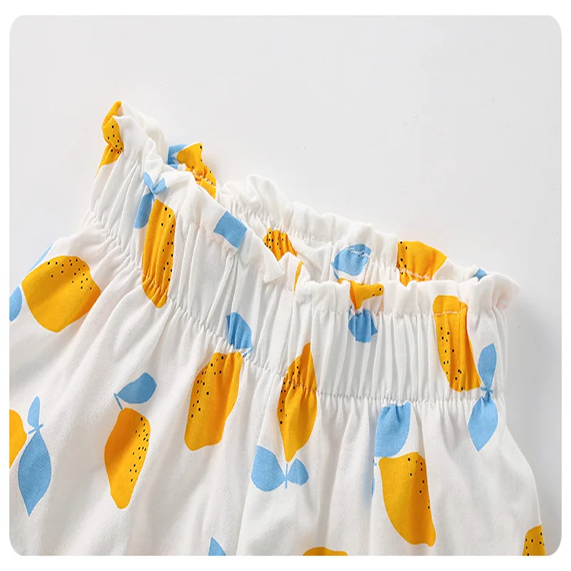 Jumping Meters New Arrival Lemon Print Kids Outfits For Summer Girls Clothing Sets Sleeveless Cute 2 Pcs Baby Fashion Suits