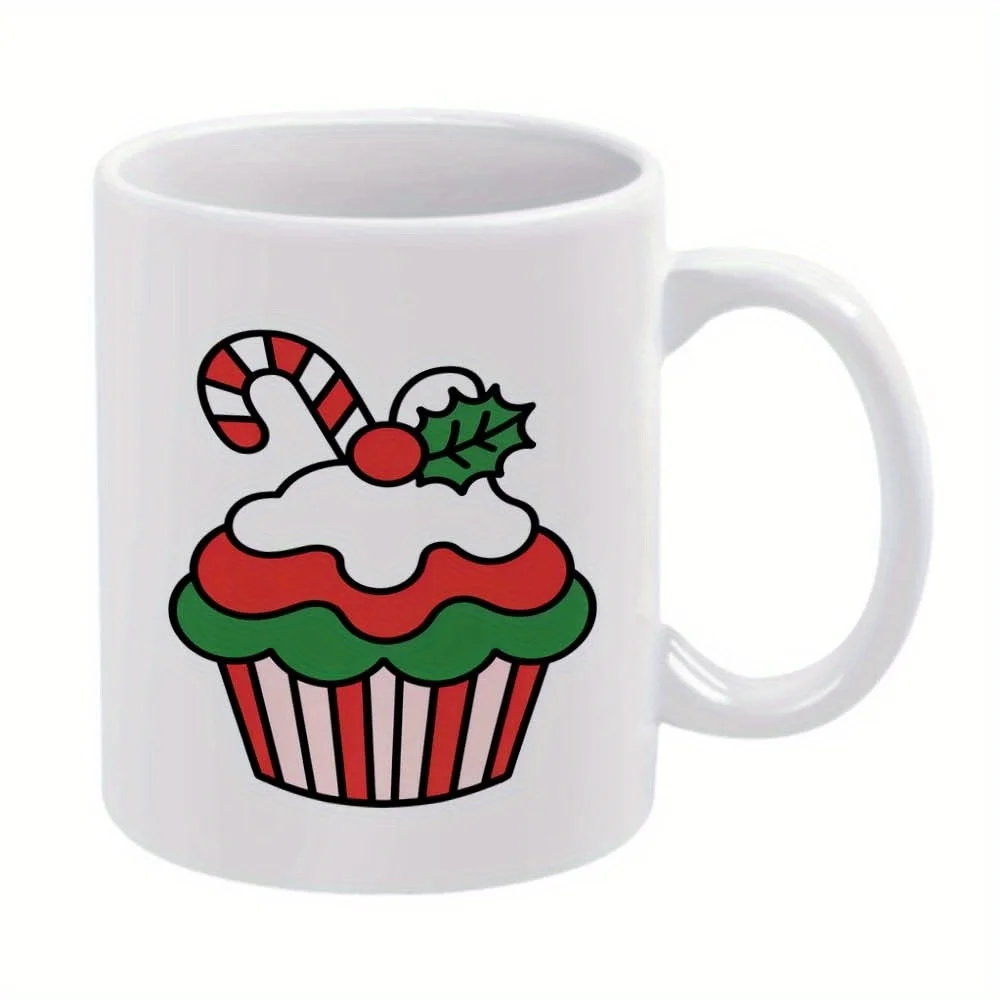 1 taza de café de cerámica de 11 onzas con diseño de pastelitos y bastones de caramelo, adecuada para cualquier temporada, un gran regalo.