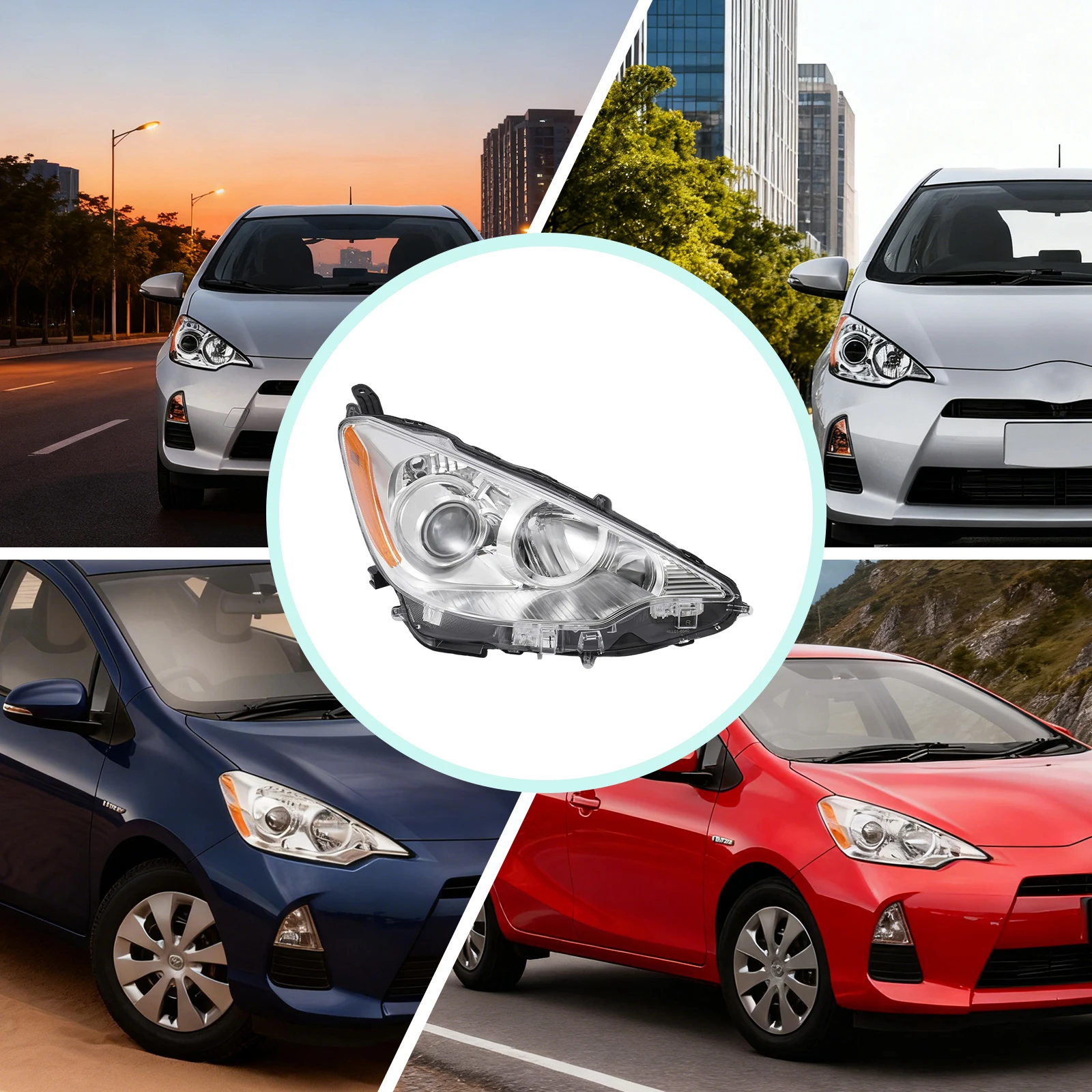 

2012 - 2014 Toyota Prius C Right Headlight Assembly, Passenger Side Halogen Lamp for 3-Pin Models Only, Direct Fit