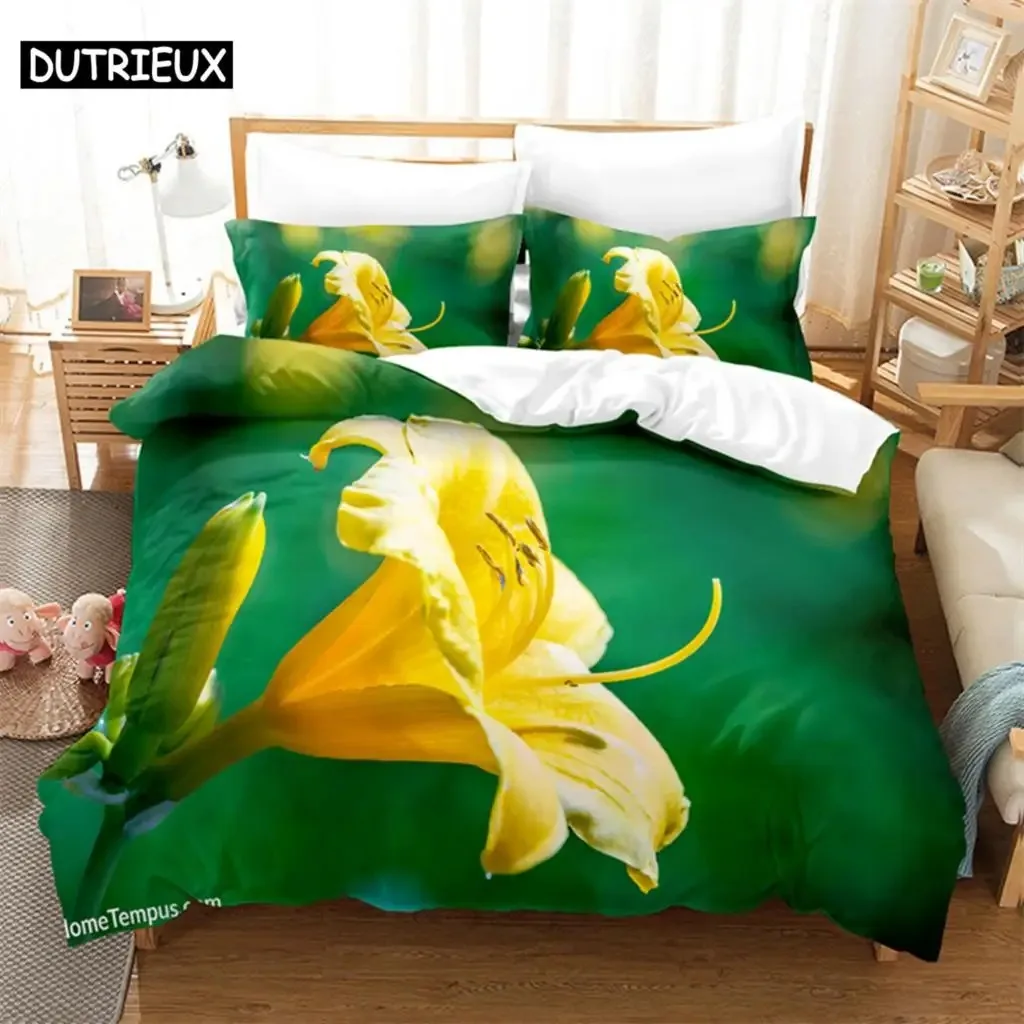 

Yellow Flowers Queen Bedding Set Duvet Cover Set Bedding Digital Printing Bed Linen King Size Cover