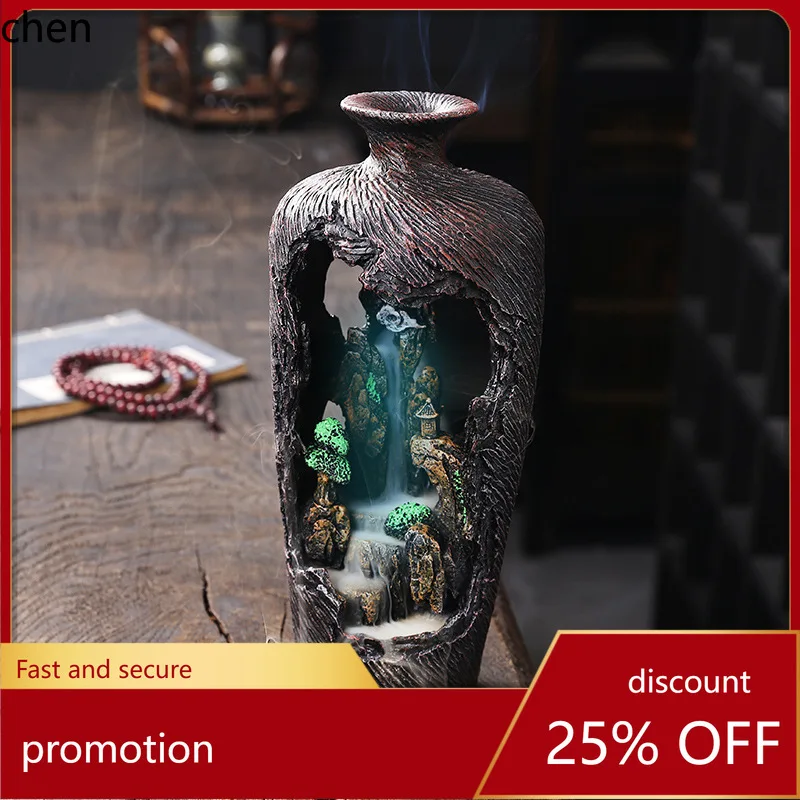 

CZ Resin Backflow Incense Burner, Creative Mountain and Water Aromatherapy Burner, Home Decorative Backflow Incense