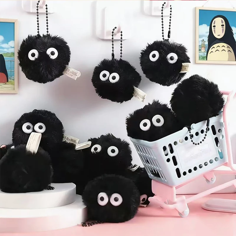 

2026 Hot Pet Toy Coal Ball Figurines Keychains Accessories Cute Plush Black Coal Ball Cartoon Bag Pendants