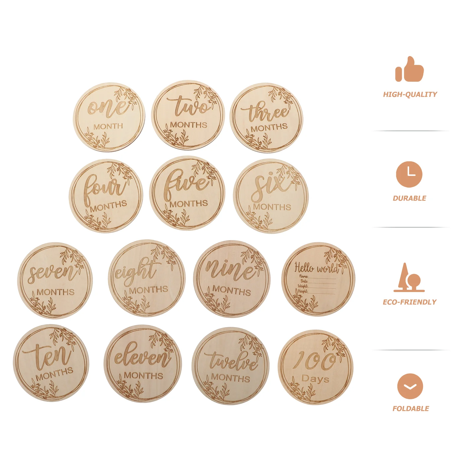 Baby Progress Cards Infant Milestone Discs Photograph Wood Chips Birthday Monthly Growth Memorial Gifts