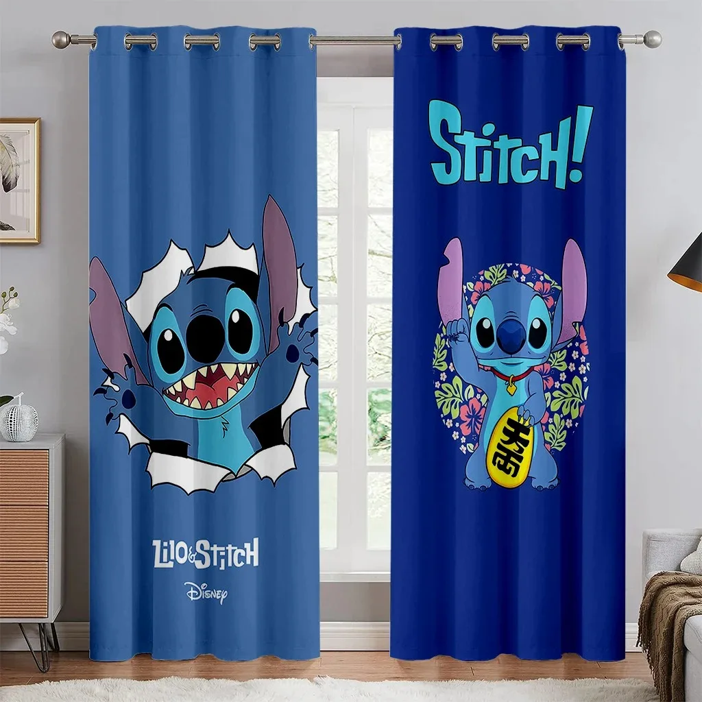 Disney Stitch Cartoon Curtains are suitable for living room and bedroom custom size kids gifts, home décor