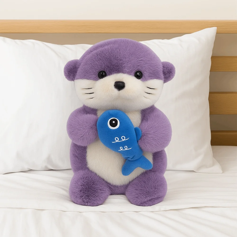 Pluszowe Zabawki Wydry Miękka Kolekcja Wydra z Rybą Lalka Nowość Kreskówkowa Wypchana Wydra Poduszka dla Dzieci Dziewczynki Chłopcy