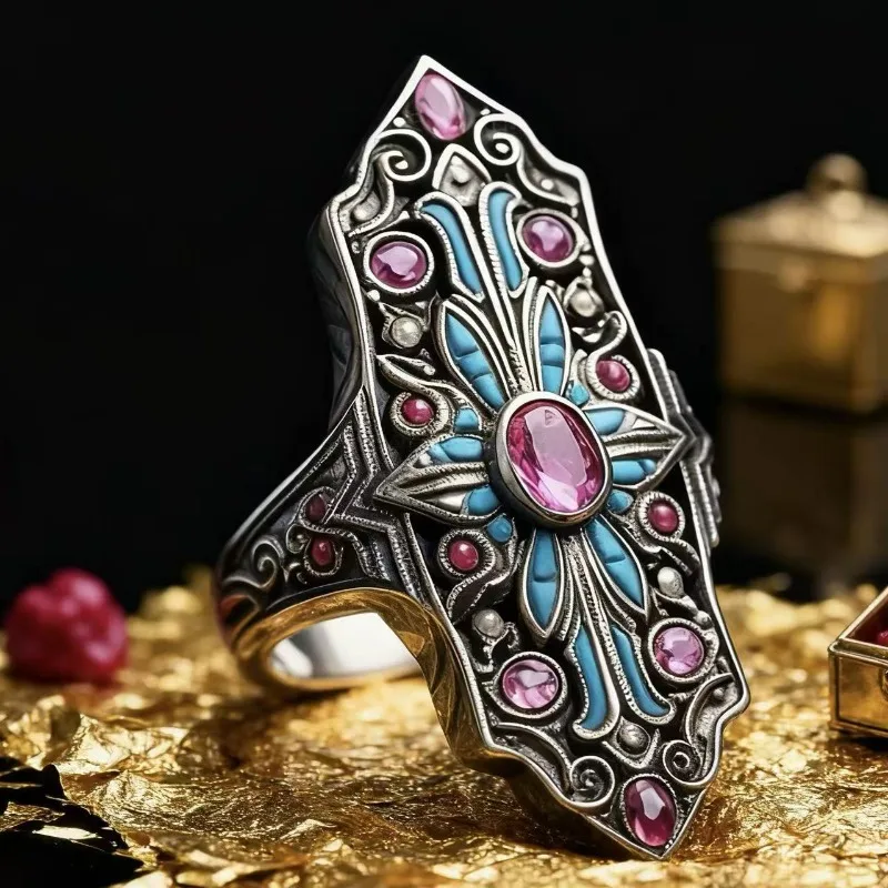 2026 new environmentally friendly alloy full inlaid precision ring, luxurious and creative colorful zircon jewelry for women