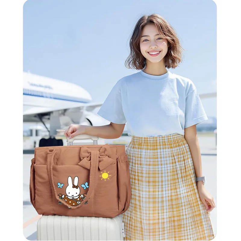 

Kawaii Miffy Rabbit большая сумка женская с мультяшным бантом на одно плечо дорожная сумка повседневная большая вместительная уличная сумка через плечо