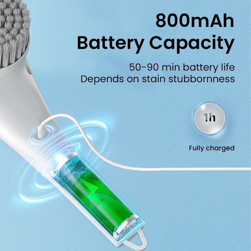 Household Electric Cleaning Brush Handheld USB Rechargeable Washing Brushes 5-in-1 Multifunctional Cleaning Tool Toliet Kitchen