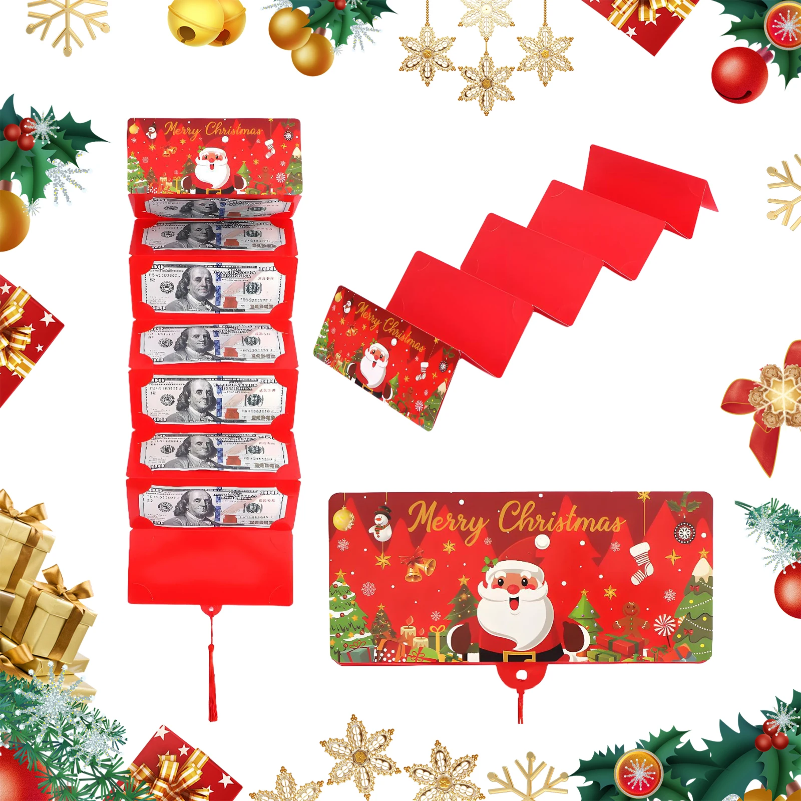 عيد الميلاد DIY حامل بطاقة الهدايا النقدية مع مشبك المال عيد الميلاد مفاجأة حامل البطاقة عيد الميلاد حامل المال للرجال النساء الفتيات الفتيان