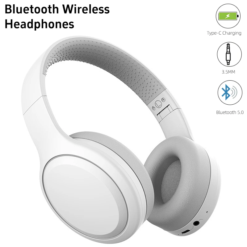 سماعات بلوتوث لاسلكية فوق الأذن، سماعات ستيريو HIFI للحد من الضوضاء، سماعات ألعاب رياضية، مشغل موسيقى مع هدايا ميكروفون